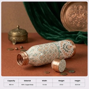 Botella de Agua de Lujo de Doble Pared de Cobre Puro Impresa, Ecológica, a Prueba de Fugas, con Diseño Ayurvédico para Beber, Uso en el Hogar y la Oficina - Product Image 6