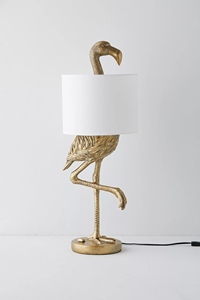 Modern Luxury Gold Flamingo <b>Table</b> Lamp Teal Fabric Shade Animal Sculpture Art Deco <b>Bedside</b> Living Room Home Decor Light - Product Image 4