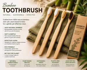 Brosse à dents en bambou, poils doux naturels - Product Image 5