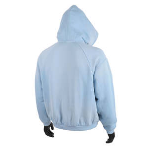 Nouveau sweat à capuche zippé pour homme, coupe courte et carrée, en molleton bouclette 100% coton 400 g/m², uni bleu ciel, à manches raglan, personnalisable - Product Image 5