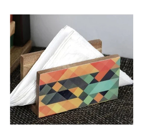 Colourful Mosaic Enamel Printed Wooden Tissue Box Holder For Home Office Car Gifting Napkin Box Dispenser For Tabletop Accessory - Product Image 1
