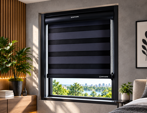 Store zébré électrique ZB Super Black Series, design uni intégré, occultation totale jour-nuit pour chambre à coucher, amélioration du sommeil - Product Image 1
