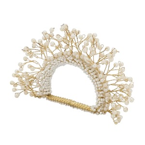 Anillo de Servilleta Metálico con Campanas Doradas y Diseño de Pino con Cuentas Verdes, Decoración Navideña para Mesa, 5 cm de Ancho, Estilo Tradicional - Product Image 2