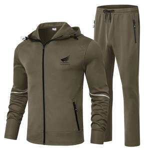 Chándal deportivo para hombre con cremallera, tela elástica, ideal para entrenamiento y correr - Product Image 1