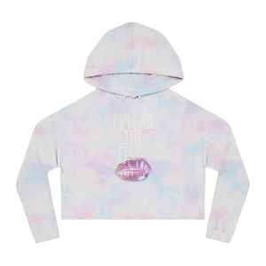 Sudadera con capucha corta azul polvo para mujer, de manga larga con estampado gráfico, top corto informal - Product Image 5