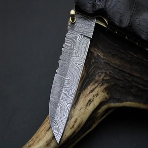 PASHA ENTERPRISES Handmade Damascus Steel Folding Pocket Knife Black Wood Handle Straight Edge Industrial Grade <b>Drop</b> Point Blade - Product Image 6