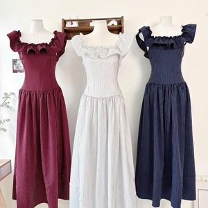 Custom Spaghetti Strap Mini Bow off Shoulder Chiffon Woven Daily Natural Waist <b>Vintage</b> A-Line <b>Dress</b> <b>for</b> OEM <b>Women</b> Summer Wear - Product Image 6