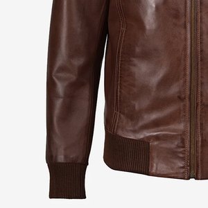 Nouvelle veste en cuir marron pour homme avec logo personnalisé, col élégant, veste de haute qualité, respirante, pour l'hiver. - Product Image 5