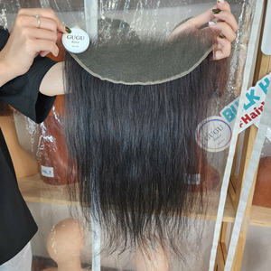 Closure frontale en dentelle, 12 pouces, cheveux humains lisses, de l'oreille à l'oreille, extensions de cheveux noirs naturels pour femmes - Product Image 5