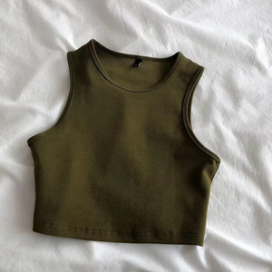 Camiseta Corta de Tirantes para Mujer, 100% Algodón, Transpirable, Ajustada, Sin Mangas, Cuello Redondo, Lisa, Informal, Verano - Product Image 4
