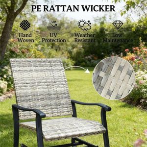 Set di Due Poltrone a Dondolo da Esterno Gialle per Terrazzo e Cortile - Product Image 2