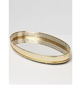 Ramadan for Dinner Plate Dessert <b>Tray</b> Serving Plate Metal Food Serving <b>Tray</b> Gold Eid <b>Snack</b> <b>Trays</b> - Product Image 2