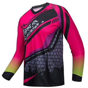 เสื้อแข่งมอเตอร์ครอส MTB แขนยาว ระบายอากาศ แห้งเร็ว ผลิตจากโพลีเอสเตอร์/ไนลอน พิมพ์ลายแบบ Sublimation  รับทำโลโก้และชื่อทีมตามสั่ง - Product Image 1