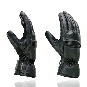 Samroz Sports Men's Black Cowhide Leather Gauntlet Motorcycle Hand <b>Gloves</b> - Product Image 3