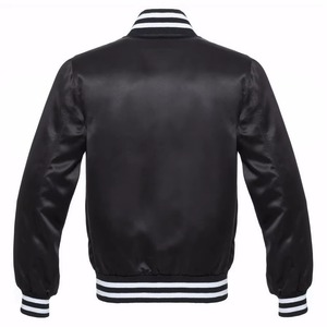 Black White Satin Varsity <b>Jacket</b> Premium Snap Button Baseball <b>Jacket</b> Custom Streetwear Manufacturer - Product Image 2