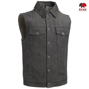 Ryan Pro Gear Nouveau design Gilet en jean unisexe sans manches, col rabattu, écologique et tendance, avec logo personnalisé - Product Image 1