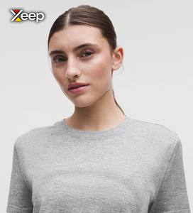 Camiseta Deportiva Ligera Informal para Mujer XEEP, Personalizable, Corte Holgado, Manga Corta, Transpirable, Cuello en V, con Letras, Poliéster/Algodón - Product Image 3