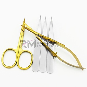 Pinzas de cejas ligeras de acero inoxidable con punta inclinada, producto de primera categoría RMI, juego de pinzas de cejas plateadas y doradas con acabado plasma. - Product Image 4