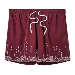 Shorts en velours côtelé rose pour homme, taille élastiquée avec cordon de serrage, poches, style décontracté, couleur unie, taille mi-haute, respirant - Product Image 1