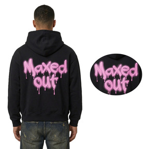 เสื้อฮู้ดดี้ทรงโอเวอร์ไซส์ ผ้าฝ้ายฟลีซสีดำ พิมพ์ลายกราฟิก สไตล์สตรีทแวร์ รับทำโลโก้ตามสั่ง ขายส่ง OEM สำหรับผู้ชาย - Product Image 2