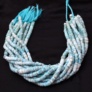 Cuentas facetadas Heishi de Larimar AAA de 6mm-7mm, naturales, multicolor, en forma de rueda, piedras semipreciosas sueltas para joyería. - Product Image 4