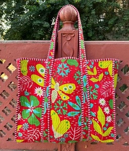 Handmade Cotton Block Print Shoulder <b>Bag</b>, Indian <b>Boho</b> Market Tote - Product Image 4