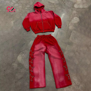 Survêtement décontracté pour homme avec strass personnalisés, 100 % coton, fermeture à cordon, faible MOQ, vêtement d'extérieur tendance - Product Image 4