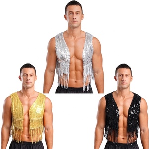 Gilet de cow-boy à paillettes pour hommes, costume de discothèque pour clubwear, fête disco <span class=keywords><strong>vintage</strong></span>, festival de musique, tenue quotidienne. - Product Image 1