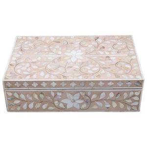 Coffre en bois décoratif avec incrustations en os et couvercle pour le rangement de la vaisselle, design minimaliste, grande capacité, accents intérieurs élégants - Product Image 2