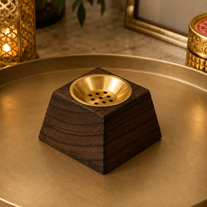 Brûleur à Bakhoor en bois avec incrustation en laiton, porte-cigares et cigarettes, accessoire de fumage artisanal, cendrier, bol en laiton, pour hôtel et décoration intérieure, vente en gros - Product Image 5