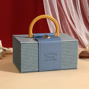 Caja de Regalo Rectangular Elegante para Bodas, con Impresión en Relieve, Cierre Magnético, Asa de Cuero PU, para Anillos, Ropa, Zapatos, Dulces - Product Image 2