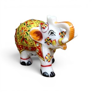 Handcrafted Marble <b>Elephant</b> Figurine | Decorative Hand-Painted <b>Elephant</b> Statue for Home <b>Decor</b> & Gifting - Product Image 3