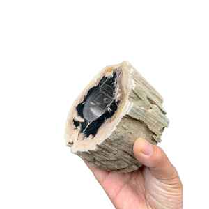 Porte-bougie en bois pétrifié naturel fait à la main, trou unique, décoration de la maison, lanterne à bougie en bois, pot - Product Image 3