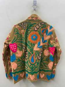 Chaqueta Suzani de Terciopelo Hecha a Mano, Abrigo Bohemio Bordado, Kimono Suzani Uzbeko, Chaqueta Festiva, Prenda Exterior Boho Chic - Product Image 3
