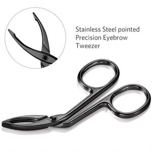 Paquete de 3 Pinzas para Cejas Negras Tipo Tijera de Acero Inoxidable con Puntas Rectas de Precisión y Agarre Ergonómico para Vello Facial - Product Image 4