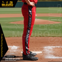 Pantalon de baseball unisexe personnalisé pour adultes, coupe ajustée, poches latérales, impression sublimée, 100 % polyester, antibactérien, fermeture éclair
