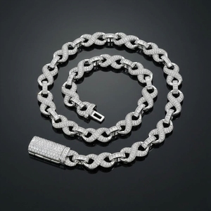 Collar de Cadena Cubana de Lujo de Alta Calidad con Diamantes de 12 mm y Cierre de Caja de Moissanita Plateada al por Mayor - Product Image 5