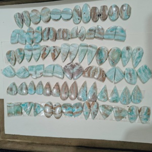 Paires de cabochons ovales en aragonite bleue naturelle certifiée de haute qualité, polis à la main, 20-45 mm, légers, pour la création de bijoux - Product Image 3