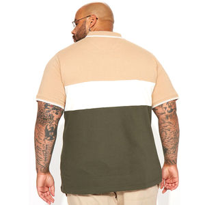 mens color block polo shirt beige olive <b>white</b> <b>panel</b> short sleeve breathable cotton custom logo casual wear bulk supply - Product Image 4