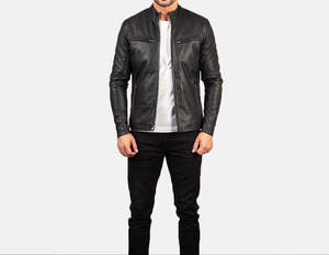 Veste d'hiver en cuir véritable originale pour homme, classique, tendance, style motard, imperméable avec doublure en polyester - Product Image 2