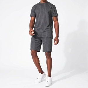 Ensemble de costume d'été pour hommes en gros, grande taille, 100 % polyester, deux pièces assorties, vêtements décontractés streetwear - Product Image 2