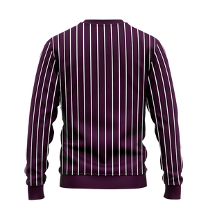 Sweat-shirt à col rond pour homme, rayé violet, avec logo personnalisé, pull à manches longues, vêtements d'entraînement en gros pour équipe, vêtements d'hiver, OEM - Product Image 2