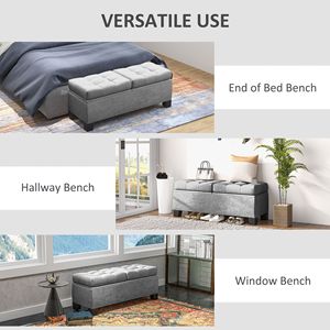 Panca Ottomana con Struttura in Acciaio e Bottoni Trapuntati, con Vano Contenitore da 46 Pollici, per Ufficio Domestico e Soggiorno - Product Image 6