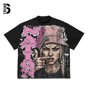 Nueva Camiseta Oversize para Mujer, Cuello Redondo, Manga Corta, Lentejuelas, Estampado de Ojos Personalizado, Corte Holgado, 100% Algodón, Ligera, Tejido Jersey Ecológico - Product Image 1