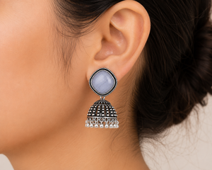 Wholesale Multicolor Stone Oxidized <b>Silver</b> Jhumki <b>Dangle</b> <b>Earrings</b> for Women Direct Factory - Product Image 4