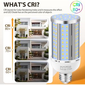 Confezione da 2 Lampadine LED a Pannocchia da 36W Senza Ventola, Equivalente a 320 Watt, Attacco E26/E39 Medio/Grande Mogul, Lampada LED COB 5000K Luce Diurna - Product Image 2