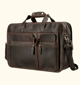 Maletín de Cuero con Cierre de Cremallera, Organizador, Unisex, para Negocios y Trabajo, 20-35L, Estilo con Asa Suave - Product Image 2