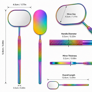 <b>Handheld</b> Personalized Oval Desktop Style Makeup <b>Mirror</b> Stainless Steel Frame Rainbow Finish Single Side - Product Image 5
