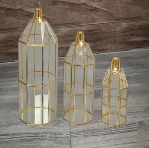 Luxury Gold Metal Glass Lantern <b>Candle</b> Holder with Handle Decorative <b>Square</b> <b>Candle</b> Lantern for Wedding Home Hotel Event Decor - Product Image 5