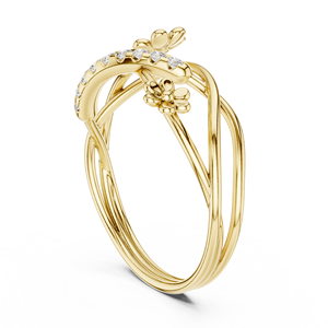Spilt Shank <b>Infinity</b> loop Minimalist Round Cut Diamond Women's 14k Solid Yellow Gold Solitaire Ring For Engagement Wedding Gift - Product Image 4